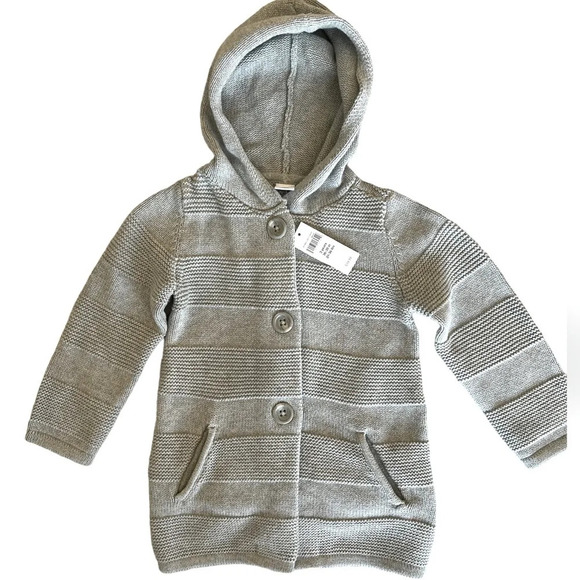 Baby Gap Grey Gray Toddler Boy Hoodie Garter Grandpa Sweater Coat Size 3 Nwt - Picture 1 of 10